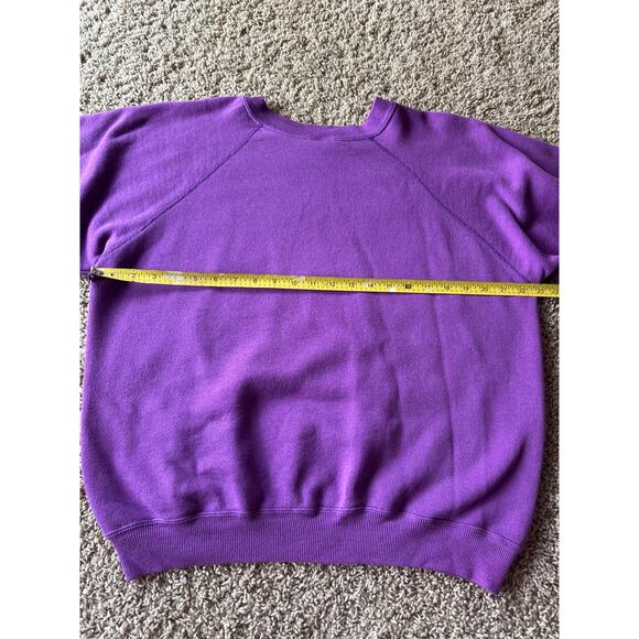 Vintage Blank Hanes USA Made Purple XL Raglan Crewneck Sweatshirt - Picture 5 of 7